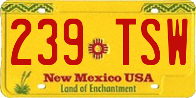 NM license plate 239TSW