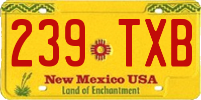 NM license plate 239TXB