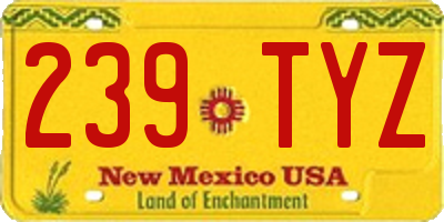 NM license plate 239TYZ