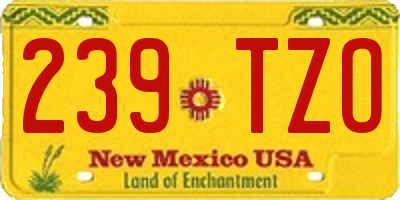 NM license plate 239TZO