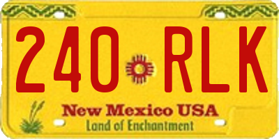 NM license plate 240RLK