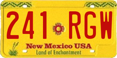 NM license plate 241RGW