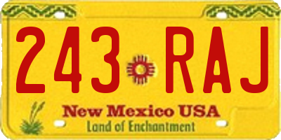 NM license plate 243RAJ