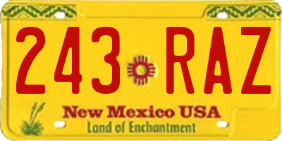 NM license plate 243RAZ