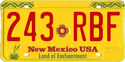 NM license plate 243RBF