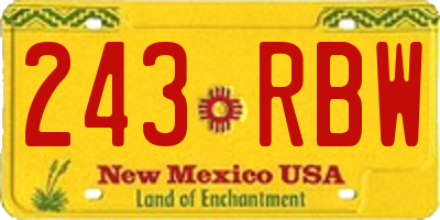 NM license plate 243RBW