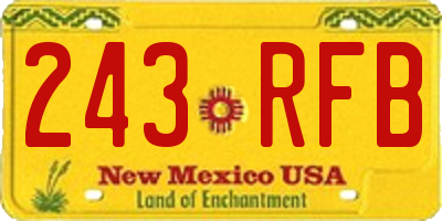NM license plate 243RFB