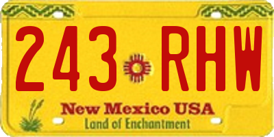 NM license plate 243RHW