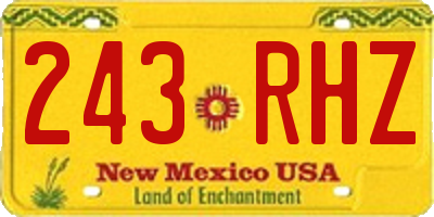 NM license plate 243RHZ