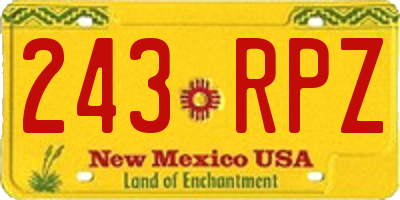NM license plate 243RPZ