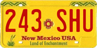 NM license plate 243SHU