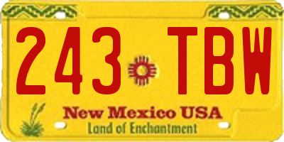 NM license plate 243TBW