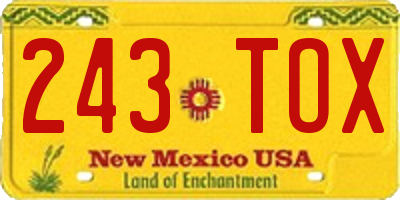 NM license plate 243TOX