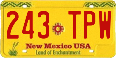 NM license plate 243TPW