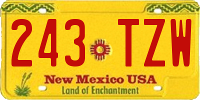 NM license plate 243TZW