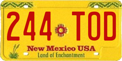 NM license plate 244TOD