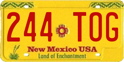 NM license plate 244TOG
