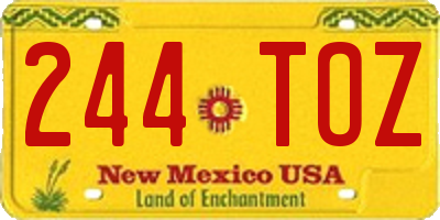 NM license plate 244TOZ