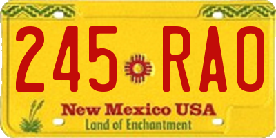 NM license plate 245RAO