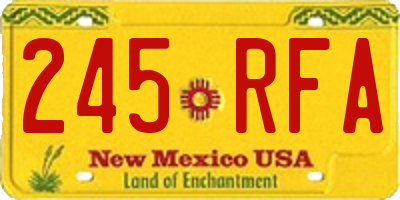 NM license plate 245RFA