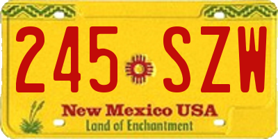 NM license plate 245SZW