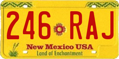 NM license plate 246RAJ