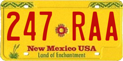 NM license plate 247RAA