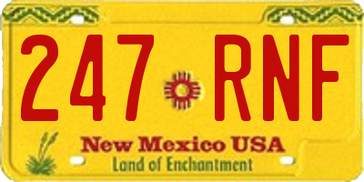 NM license plate 247RNF
