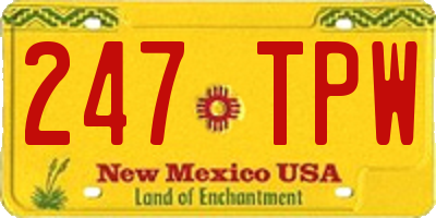 NM license plate 247TPW