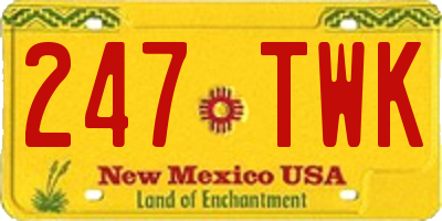NM license plate 247TWK