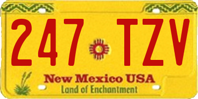 NM license plate 247TZV