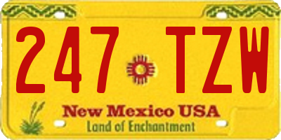 NM license plate 247TZW