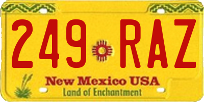 NM license plate 249RAZ