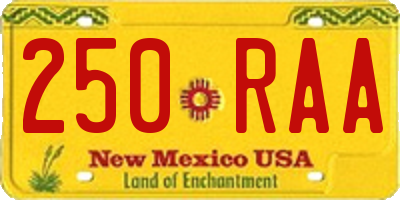 NM license plate 250RAA