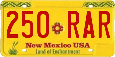 NM license plate 250RAR