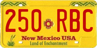 NM license plate 250RBC