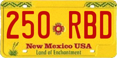 NM license plate 250RBD