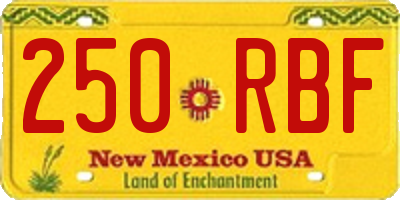 NM license plate 250RBF