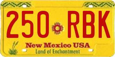 NM license plate 250RBK