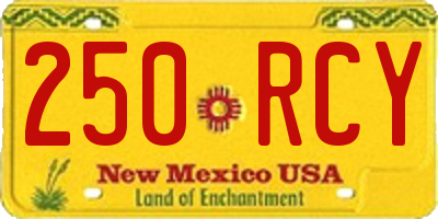 NM license plate 250RCY