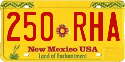 NM license plate 250RHA