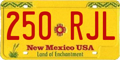 NM license plate 250RJL