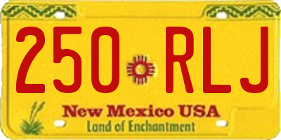 NM license plate 250RLJ