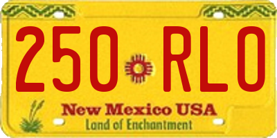 NM license plate 250RLO