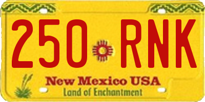 NM license plate 250RNK