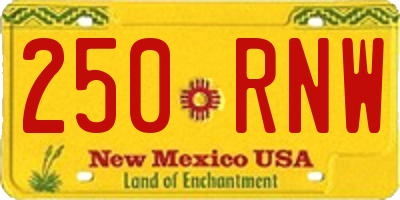 NM license plate 250RNW