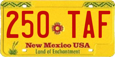 NM license plate 250TAF