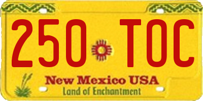 NM license plate 250TOC