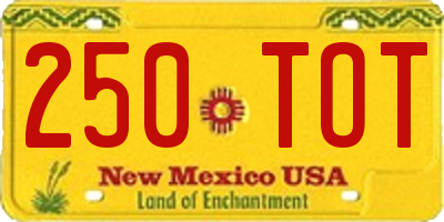 NM license plate 250TOT