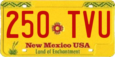 NM license plate 250TVU